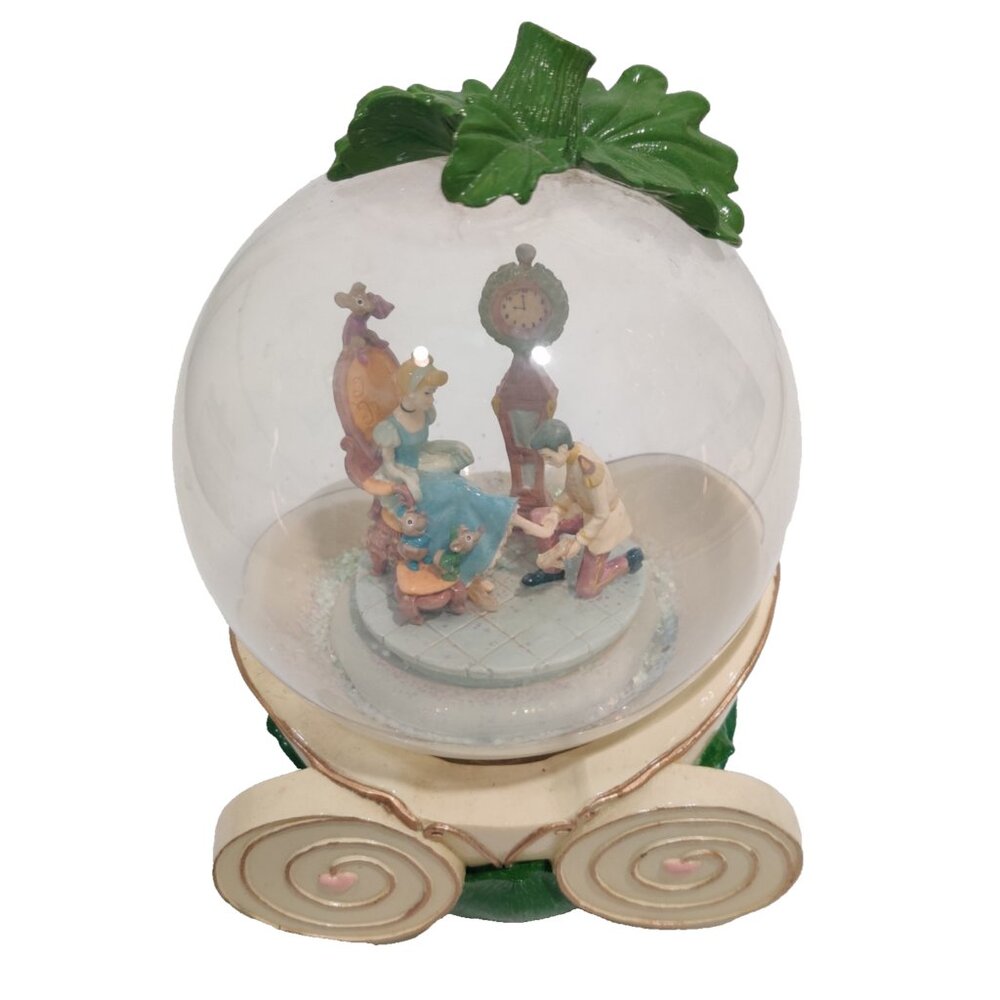 Disney Cinderella 7" Carriage Musical Glitter Snow Globe Prince Charming READ